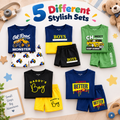 Cotton T-Shirt & Shorts 5-Piece Combo Set for Kids