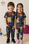 Kids pop art comic print t-shirt and jogger pant set