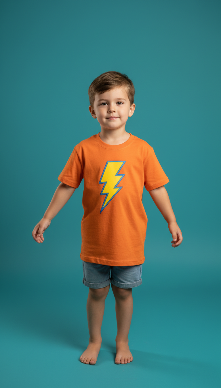 Orange Lightning Bolt Cotton Tee